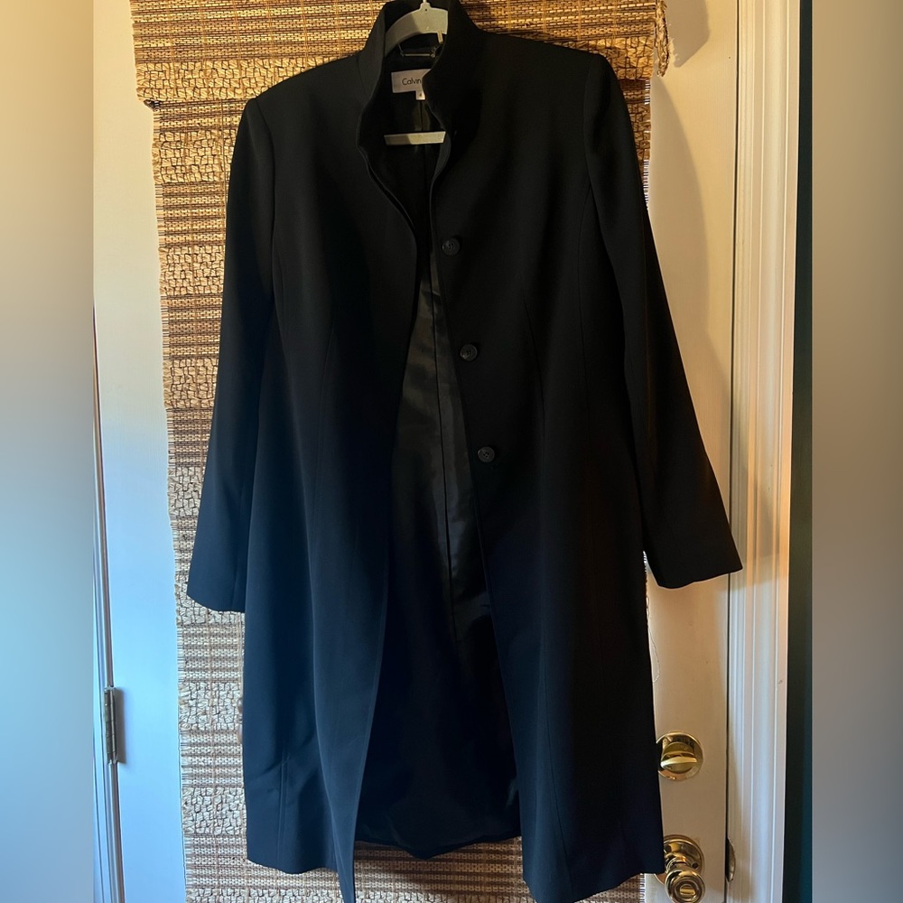 Calvin Klein Black Trench Coat Classic Style